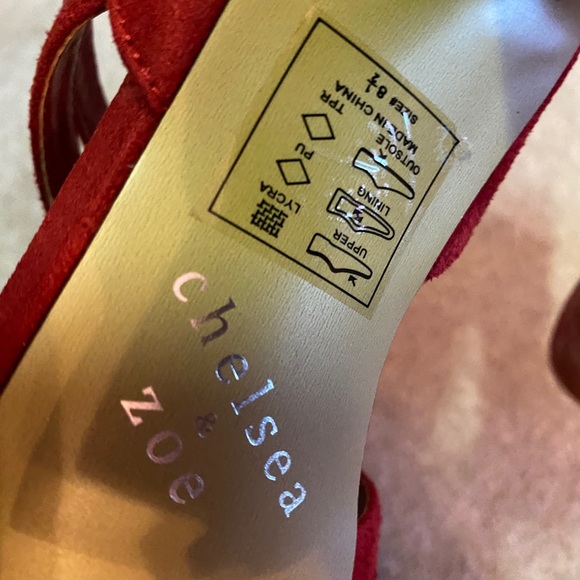 Chelsea & Zoe Red Suede Platform Heels 8.5 - Picture 9 of 10